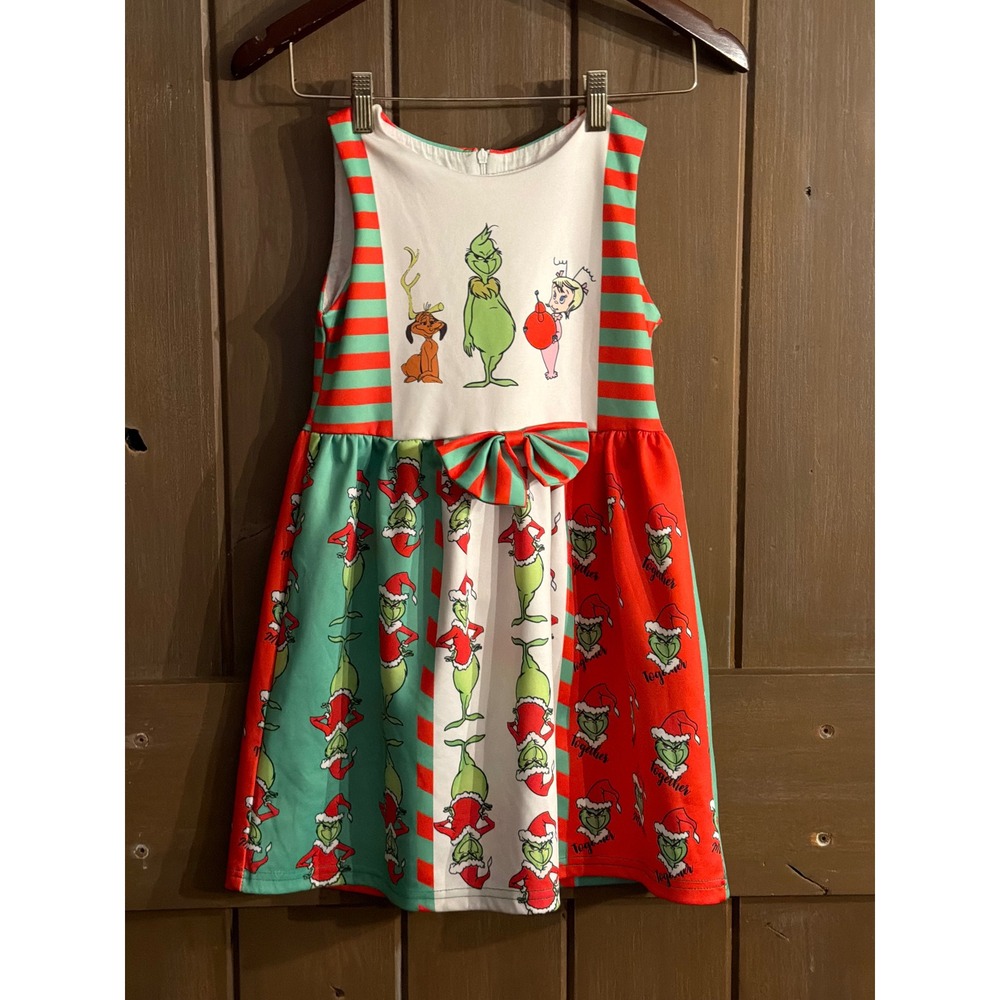 Bei K Kids The Grinch Stole Christmas Holiday Dress Red Green Size 130 7-8